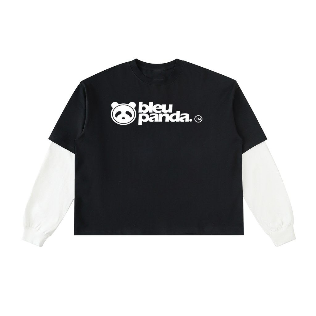 Layered Contrast Sleeve Cotton T-Shirt