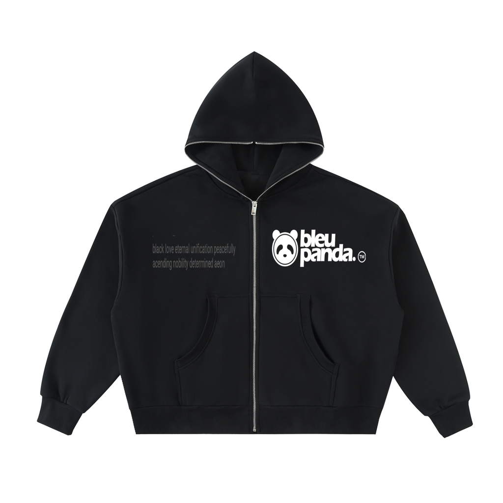 Fleeced Full-Zip Boxy Hoodie