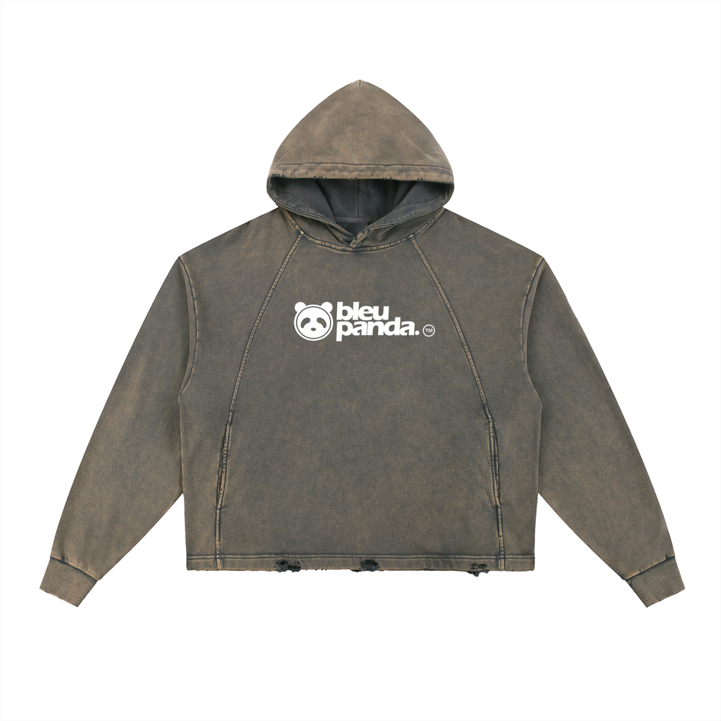 Vintage Washed Frayed-Hem Hoodie